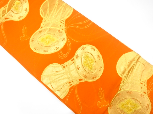 JAPANESE KIMONO / ANTIQUE FUKURO OBI / SILK / WOVEN DRUM